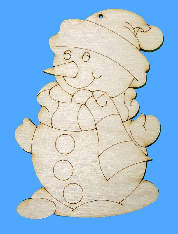 dřevěné předlohy vánoční - sněhuláček se šálou