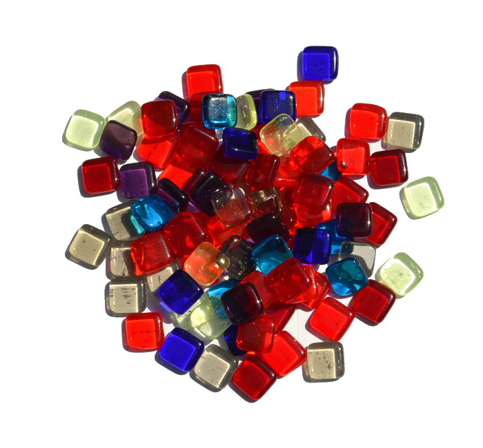 skleněné kamínky k mozaice - čtvereček (transparent mix)