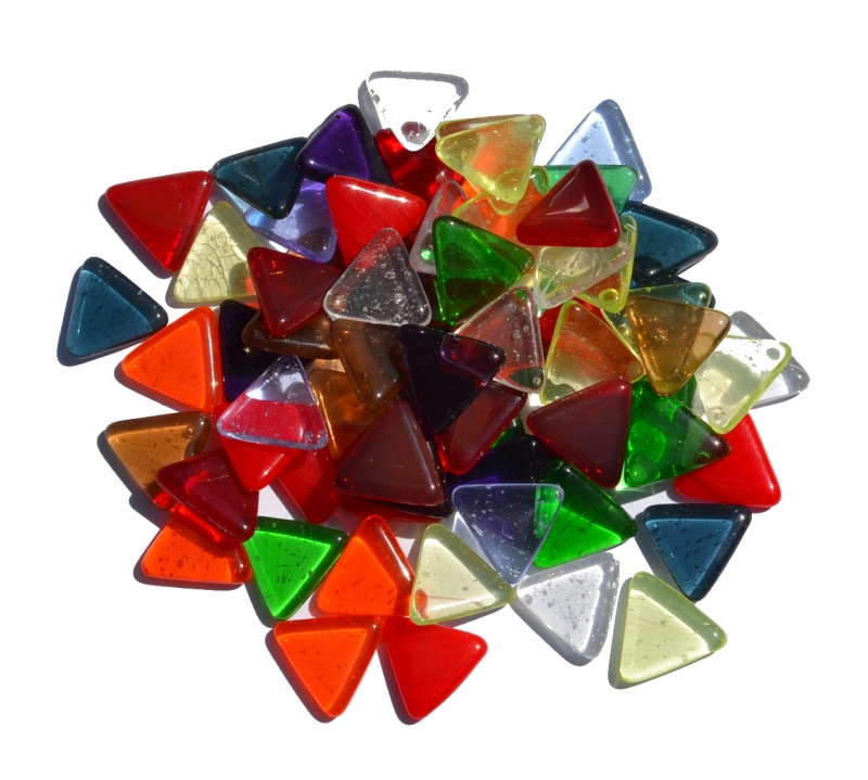 skleněné kamínky k mozaice - trojúhelníček (transparent mix)