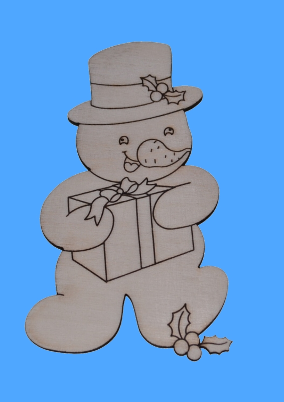 Kreativní dílnička dřevěné předlohy - sněhulák s dárkem