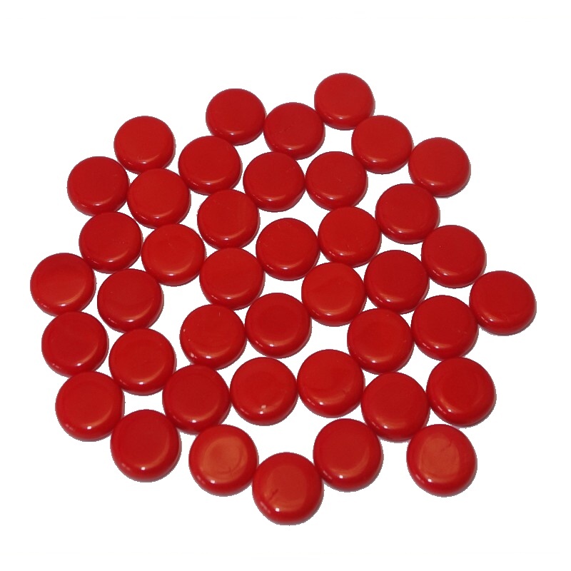 skleněné kamínky k mozaice - kolečka ( červená ) s