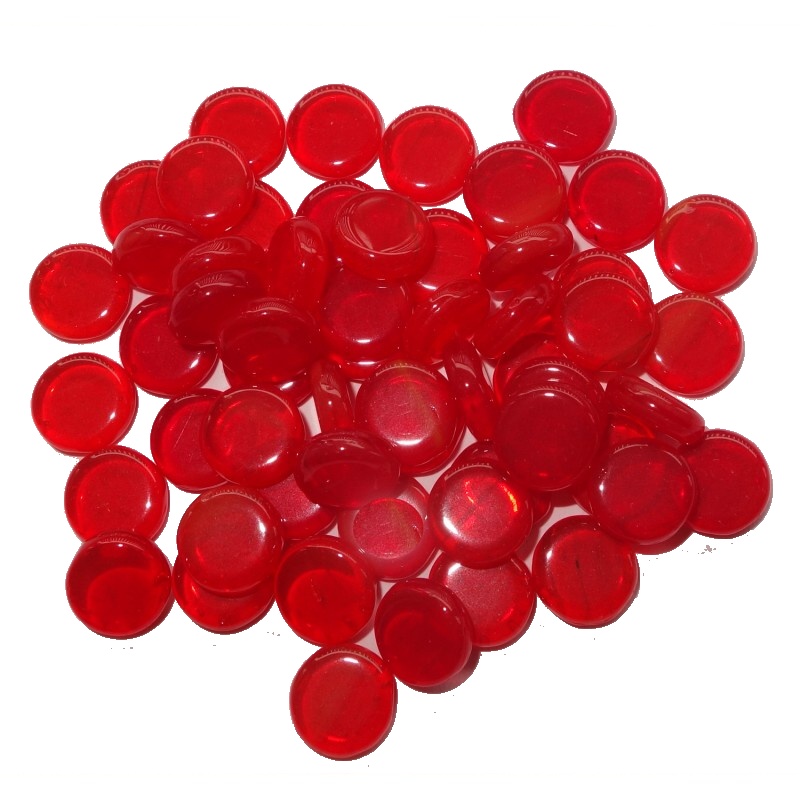 skleněné kamínky k mozaice - kolečka ( červená ) t