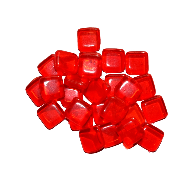 skleněné kamínky k mozaice - čtvereček ( červená ) t