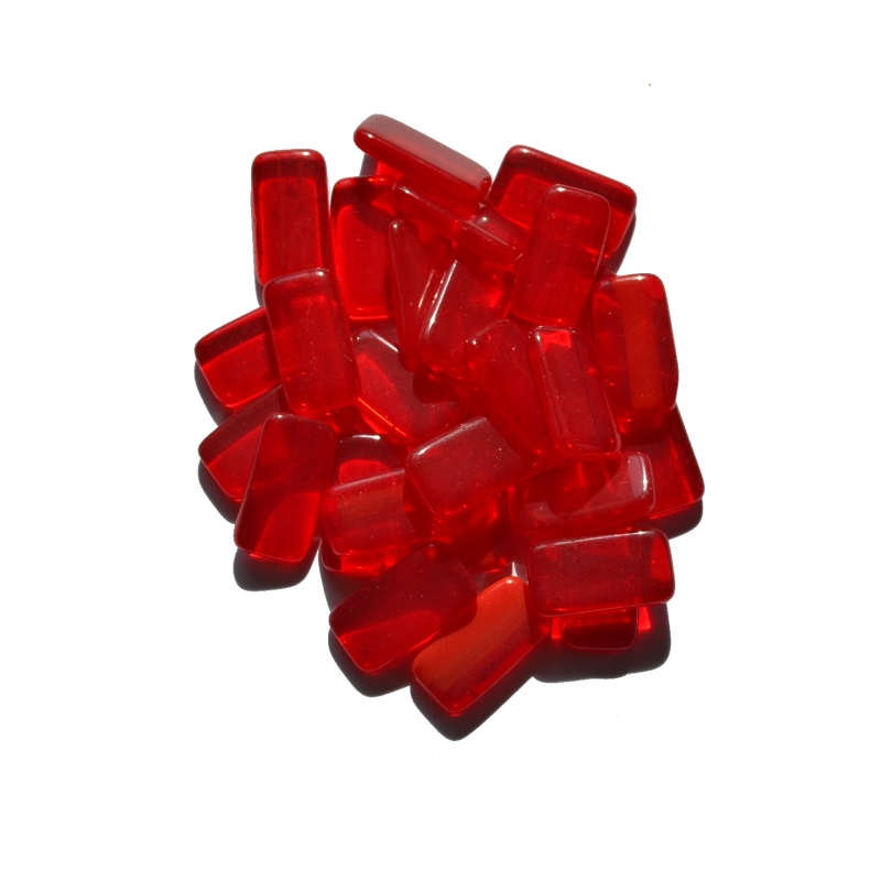 skleněné kamínky k mozaice - obdélníček (červená rubín)