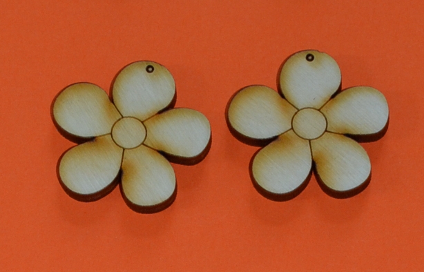 náušnice dřevěné - kytky
