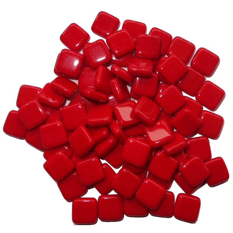 skleněné kamínky k mozaice - čtvereček ( červená ) s