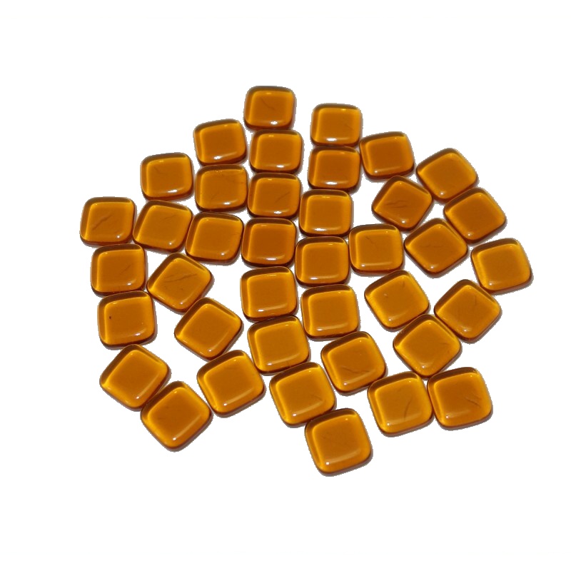 skleněné kamínky k mozaice - čtverečky ( medová) t