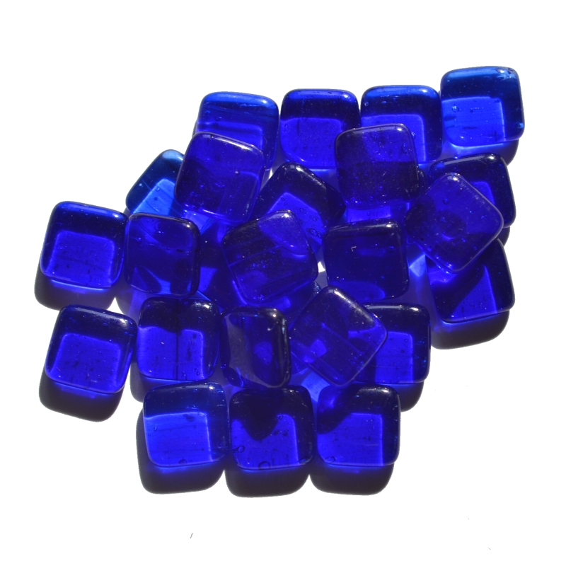 skleněné kamínky k mozaice - čtvereček (modrá tm) t