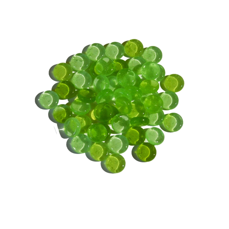 skleněné kamínky k mozaice - kolečka (zelená směs) t