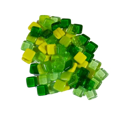 skleněné kamínky k mozaice - čtvereček ( zelená směs ) t