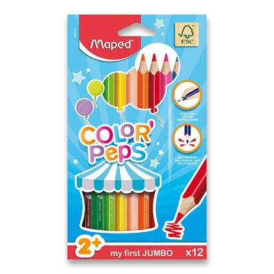 Pastelky ColorPeps MAPED Jumbo trojboké 12 ks